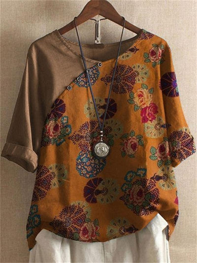 Julia | Short Sleeve Button-Down Floral Blouse
