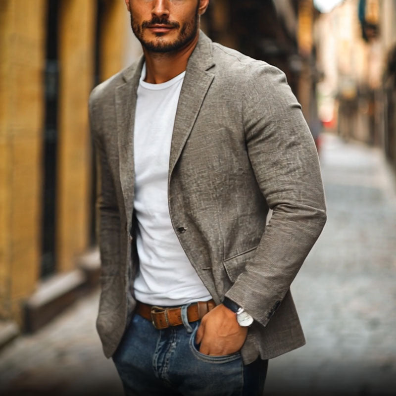 Men's Casual Notch Lapel Single-breasted Slim-fit Blazer