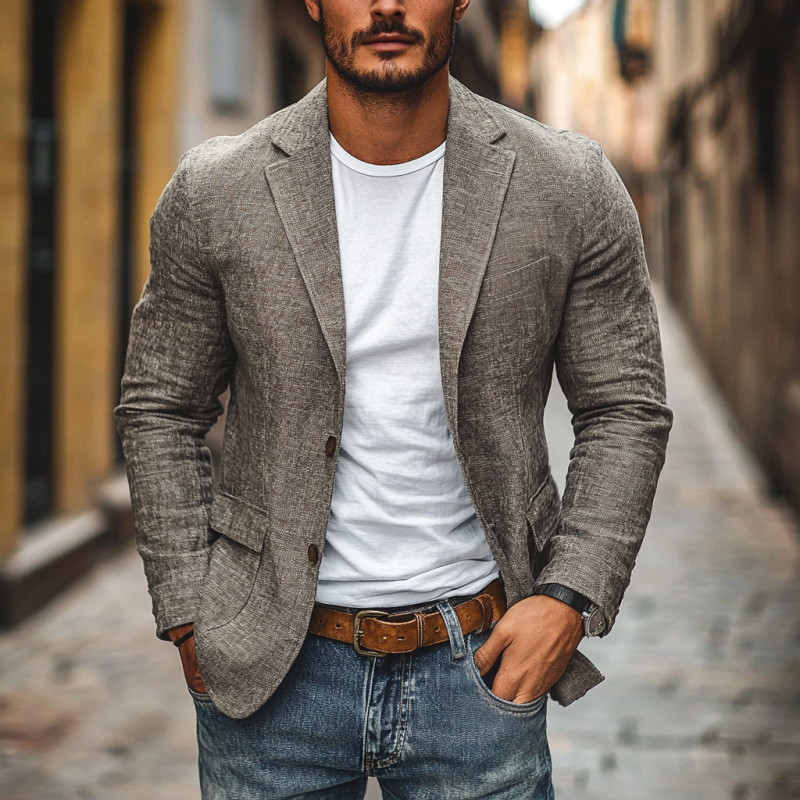 Men's Casual Notch Lapel Single-breasted Slim-fit Blazer