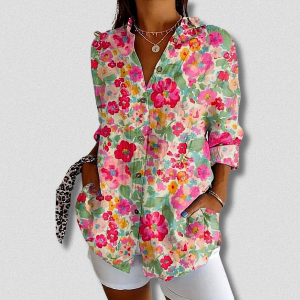 Autumn | Long Sleeve Floral Button-Down Shirt