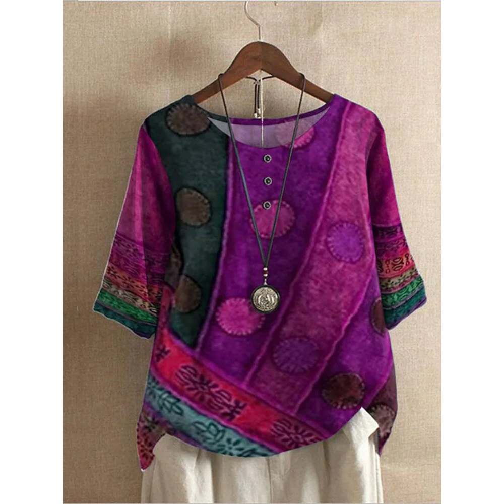Sloane | Comfortable Colorful Top with Half Sleeves