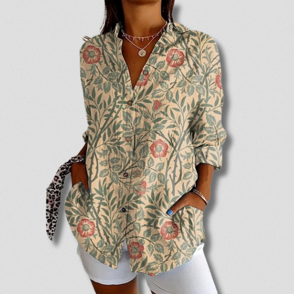 Autumn | Long Sleeve Floral Button-Down Shirt