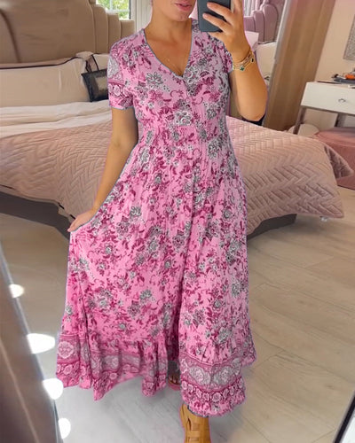 Ophelia | Floral Print V-Neck Dress