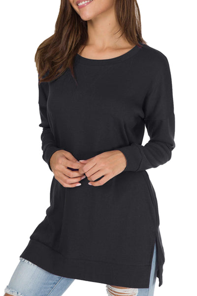 Serelith – Long-Sleeved Side Slit Loose Top