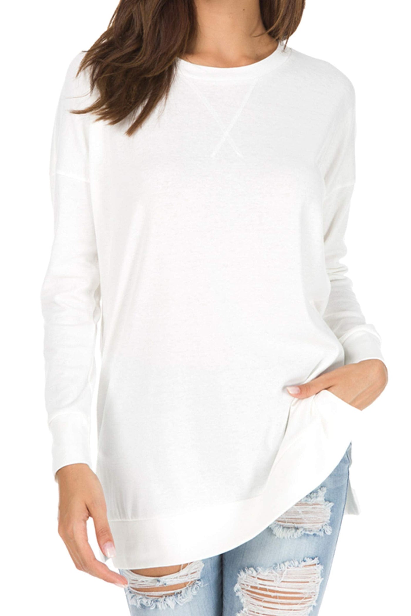 Serelith – Long-Sleeved Side Slit Loose Top