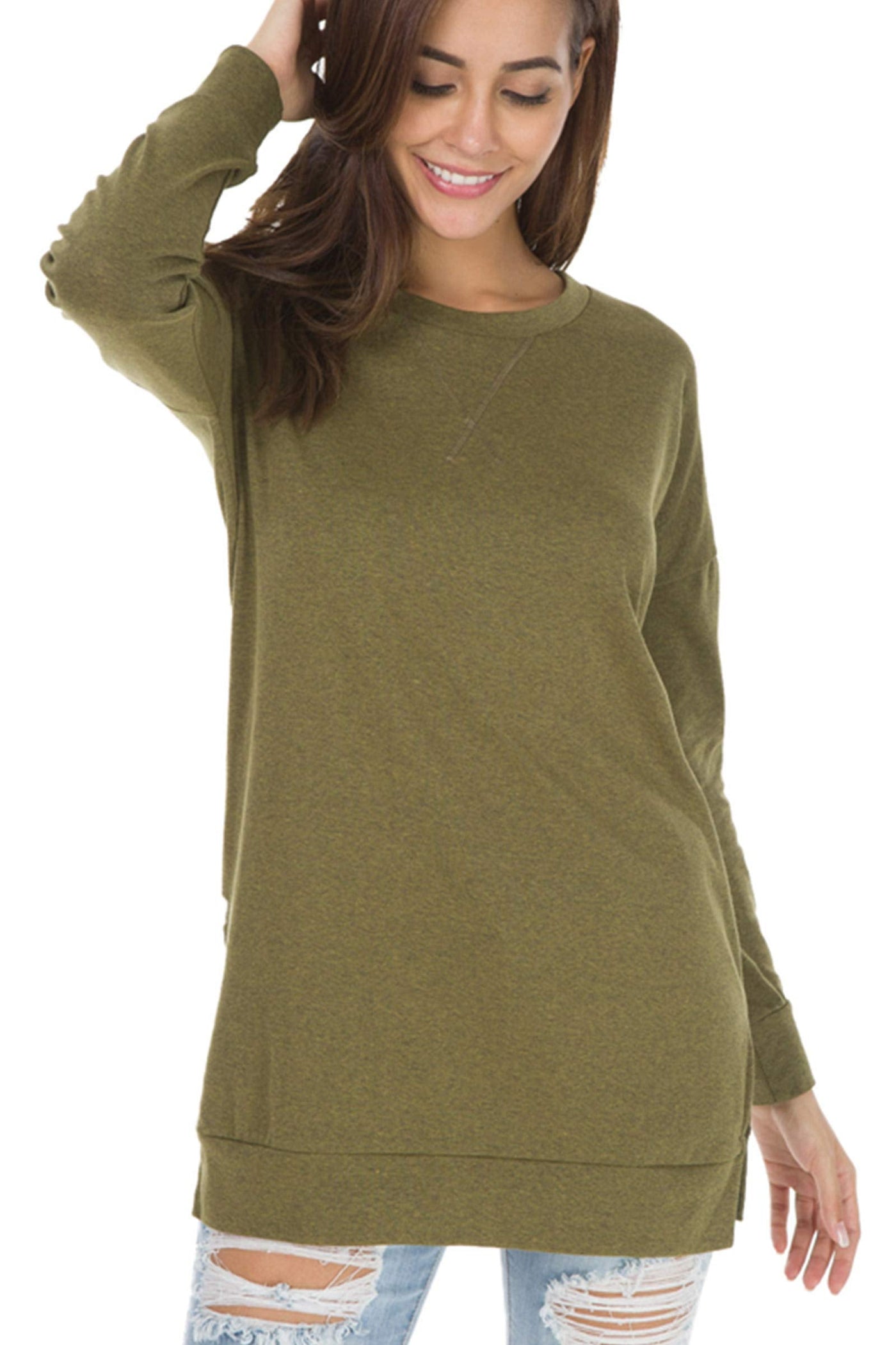 Serelith – Long-Sleeved Side Slit Loose Top