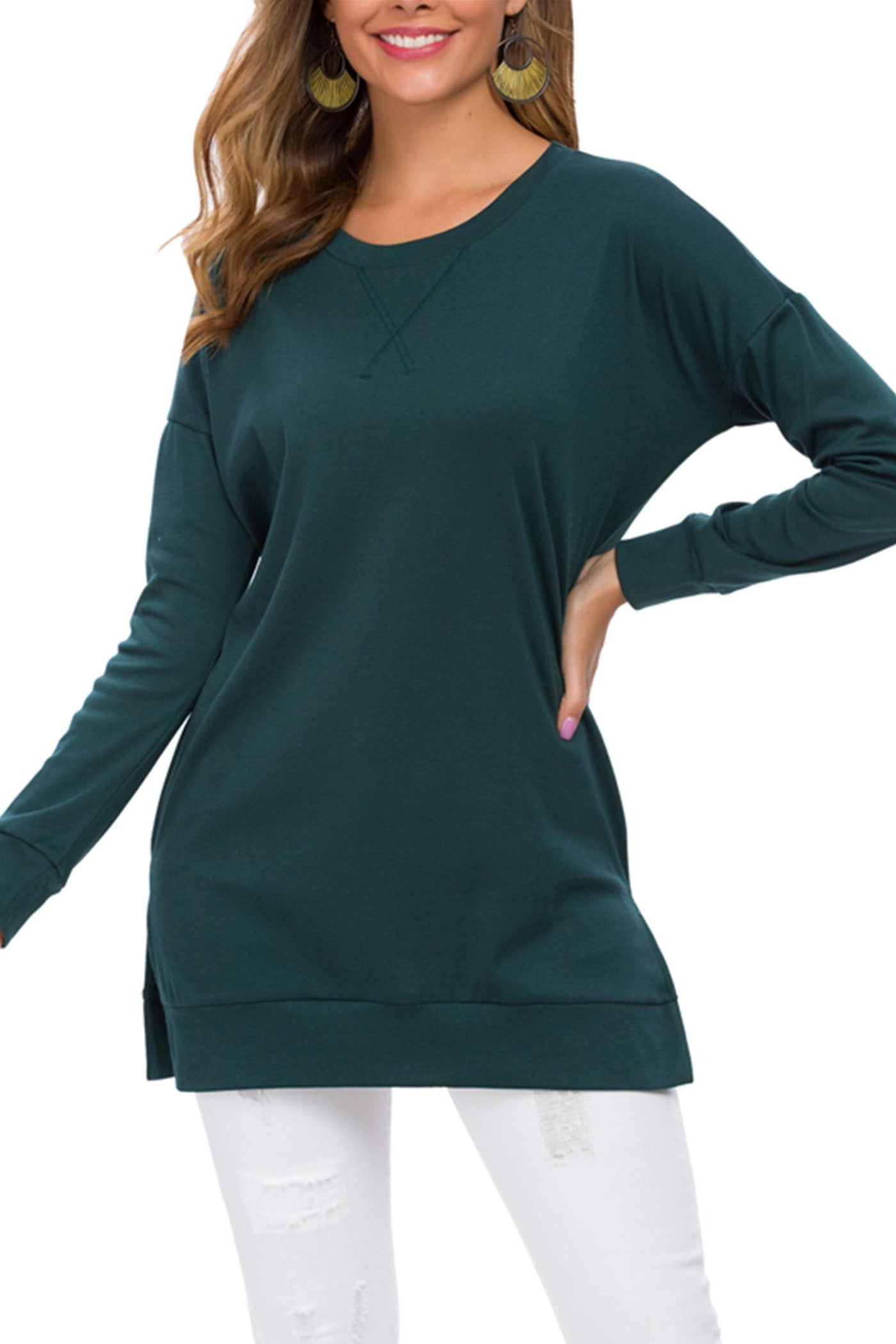 Serelith – Long-Sleeved Side Slit Loose Top