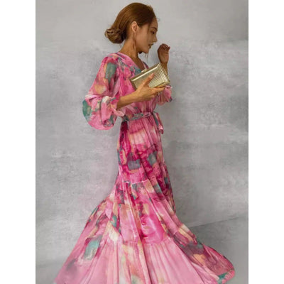 Joyce | Elegant Floral V-Neck Dress