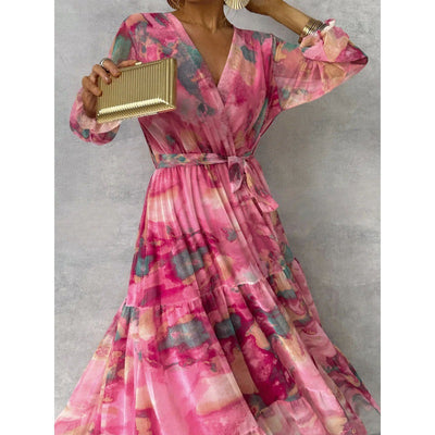 Joyce | Elegant Floral V-Neck Dress