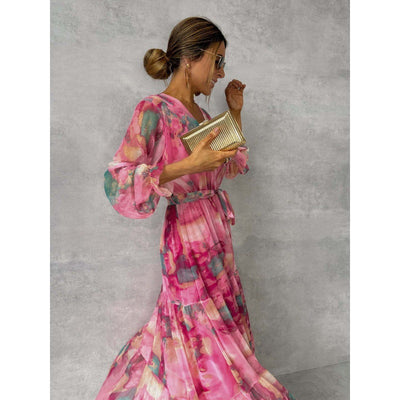 Joyce | Elegant Floral V-Neck Dress