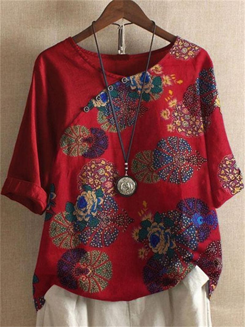 Julia | Short Sleeve Button-Down Floral Blouse