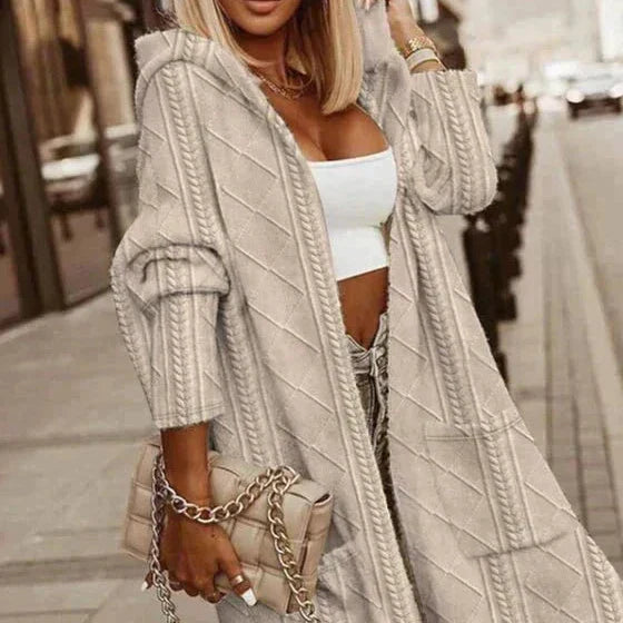Urban Chic | Long Beige Hooded Cardigan