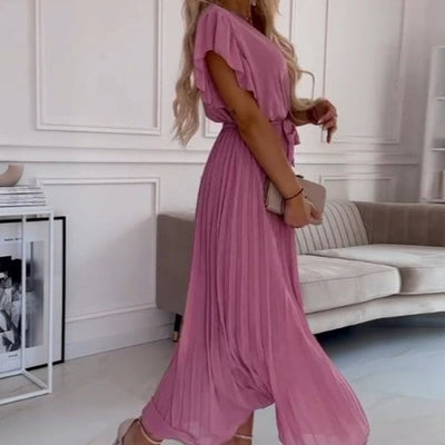 Noah – Elegant V-Neck Pleated Maxi Dress
