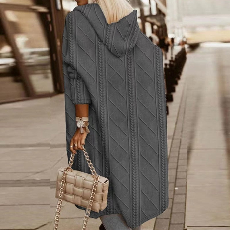 Urban Chic | Long Beige Hooded Cardigan